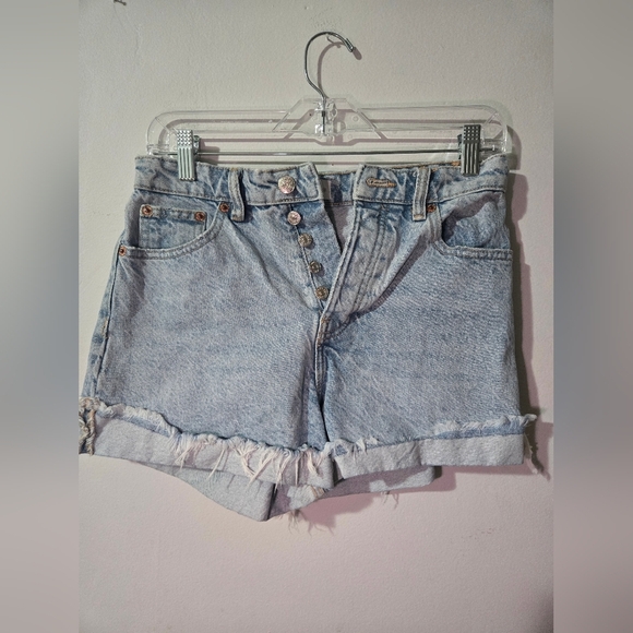 Zara Pants - Zara Denim Blue Jean Shorts Buttonfly Women's Size 4 Distressed